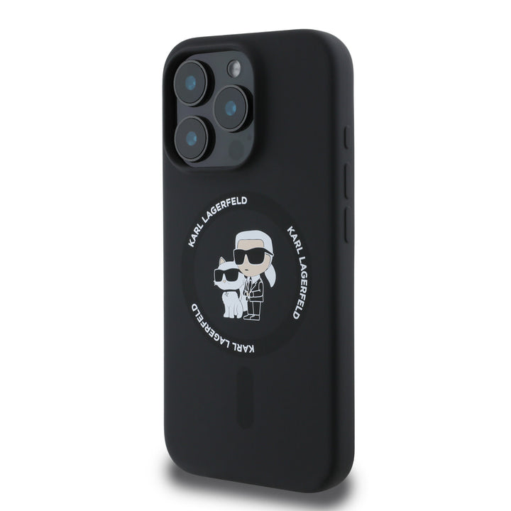 Karl Lagerfeld iPhone 16 Pro Max Backcover hoesje - Magsafe - Silicone - KC Body Ring - Zwart-Hoesjes-Ilumina Benelux