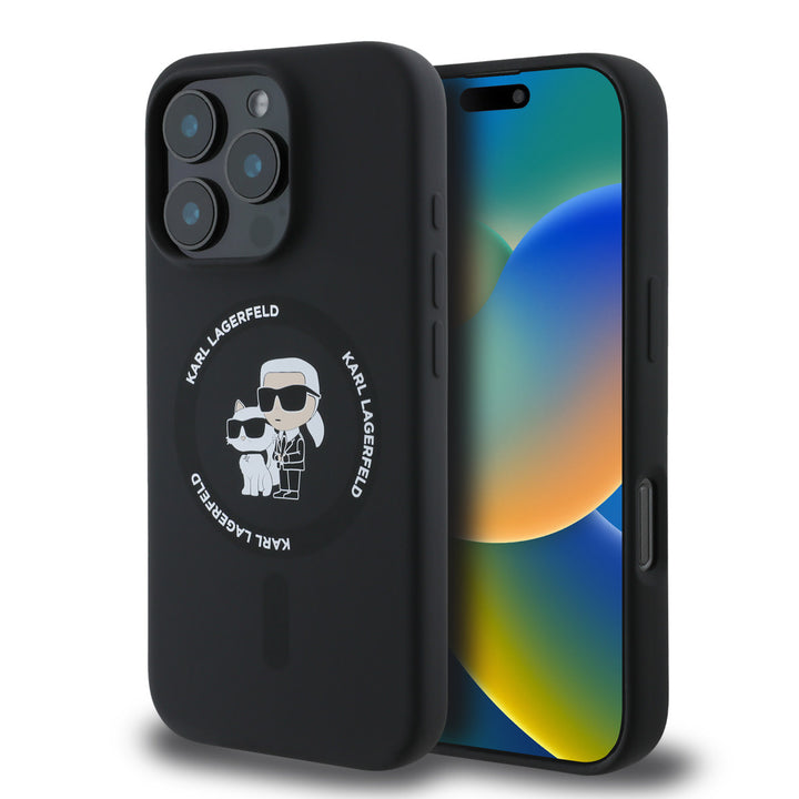 Karl Lagerfeld iPhone 16 Pro Max Backcover hoesje - Magsafe - Silicone - KC Body Ring - Zwart-Hoesjes-Ilumina Benelux