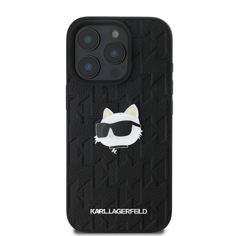 Karl Lagerfeld iPhone 16 Pro Max Backcover hoesje Monogram choupette head - Zwart-Hoesjes-Ilumina Benelux