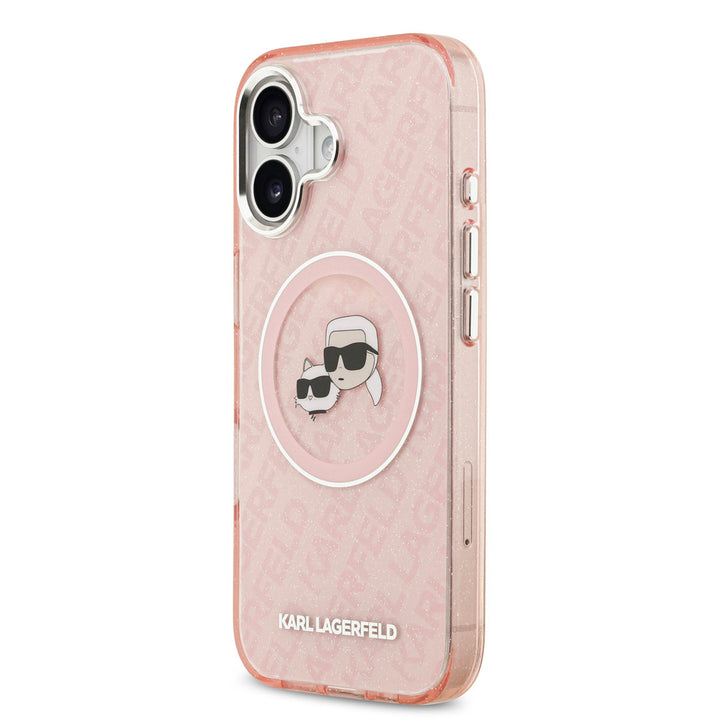 Karl Lagerfeld iPhone 17 Backcover hoesje - MagSafe - IML Glitter K&C Heads Logo - Roze-Hoesjes-Ilumina Benelux