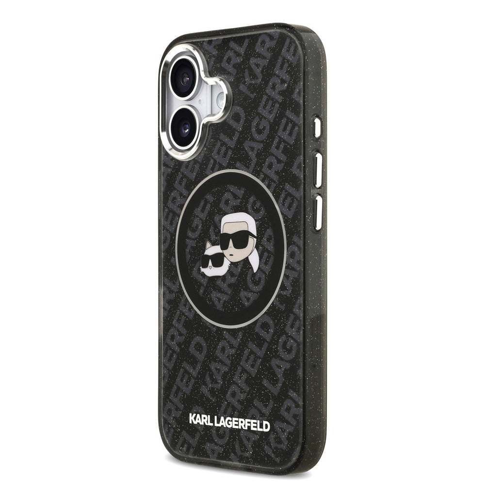 Karl Lagerfeld iPhone 17 Backcover hoesje - MagSafe - IML Glitter K&C Heads Logo - Zwart-Hoesjes-Ilumina Benelux