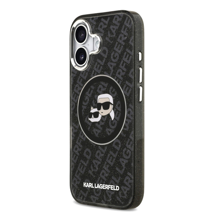 Karl Lagerfeld iPhone 17 Backcover hoesje - MagSafe - IML Glitter K&C Heads Logo - Zwart-Hoesjes-Ilumina Benelux