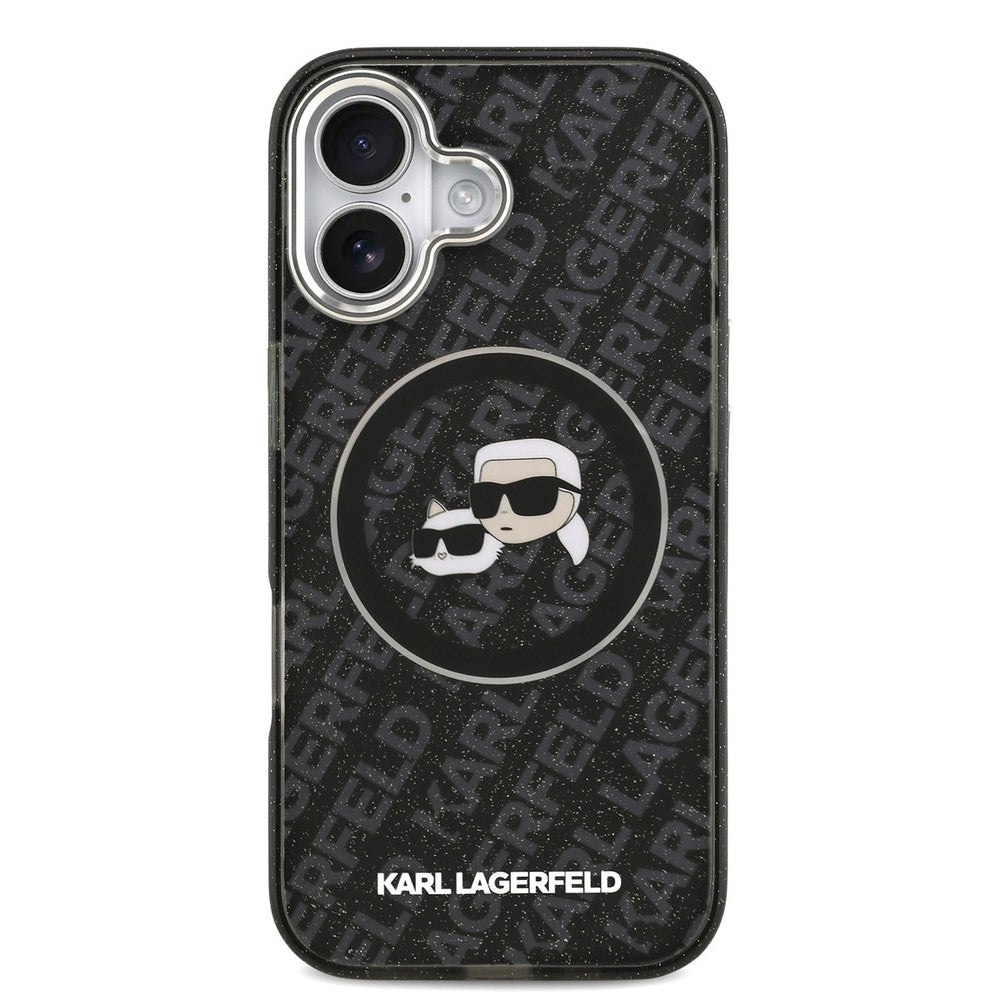 Karl Lagerfeld iPhone 17 Backcover hoesje - MagSafe - IML Glitter K&C Heads Logo - Zwart-Hoesjes-Ilumina Benelux