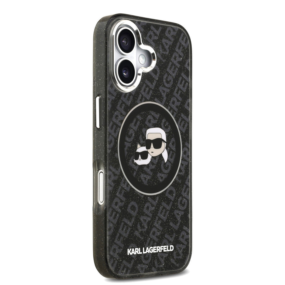 Karl Lagerfeld iPhone 17 Backcover hoesje - MagSafe - IML Glitter K&C Heads Logo - Zwart-Hoesjes-Ilumina Benelux