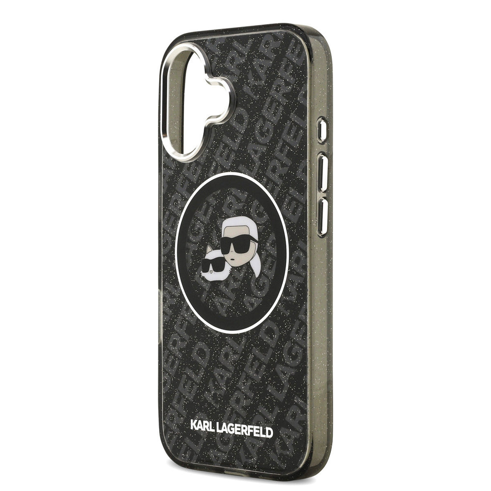 Karl Lagerfeld iPhone 17 Backcover hoesje - MagSafe - IML Glitter K&C Heads Logo - Zwart-Hoesjes-Ilumina Benelux