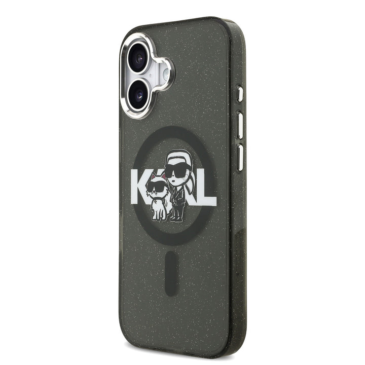 Karl Lagerfeld iPhone 17 Backcover hoesje - Magsafe - Glitter K&C Sketch Logo - Zwart-Hoesjes-Ilumina Benelux
