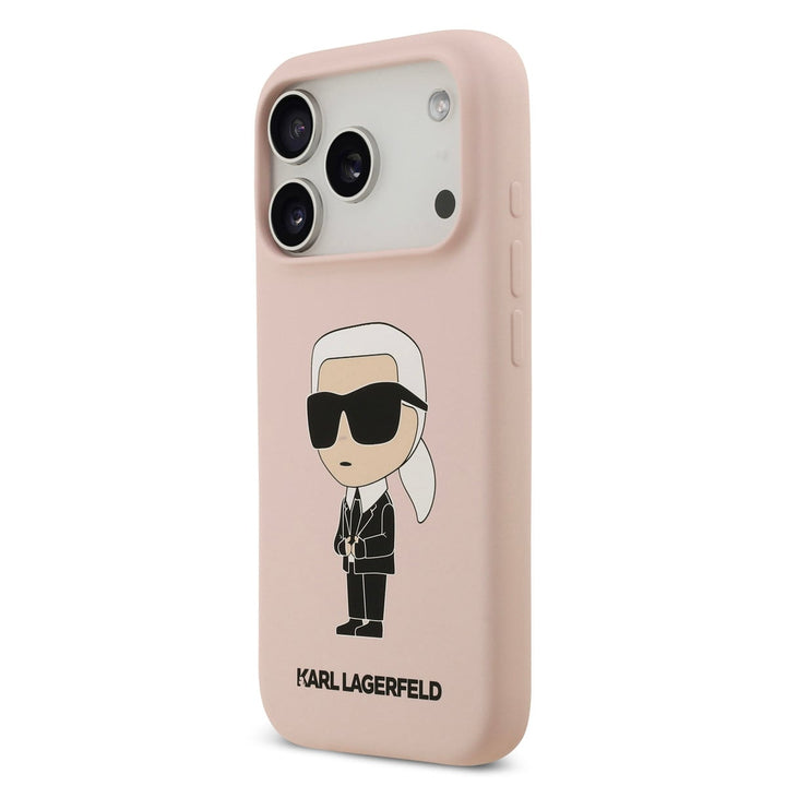 Karl Lagerfeld iPhone 17 Pro Backcover hoesje - Liquid Silicone - Ikonik NFT Logo - Roze-Hoesjes-Ilumina Benelux