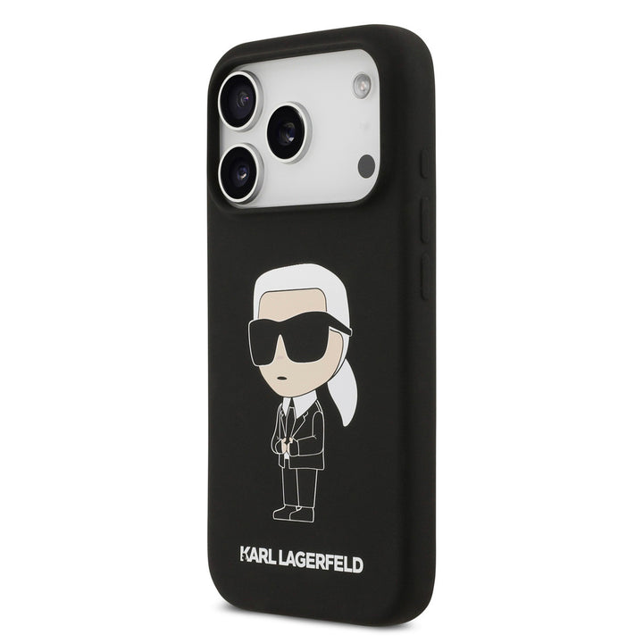 Karl Lagerfeld iPhone 17 Pro Backcover hoesje - Liquid Silicone - Ikonik NFT Logo - Zwart-Hoesjes-Ilumina Benelux