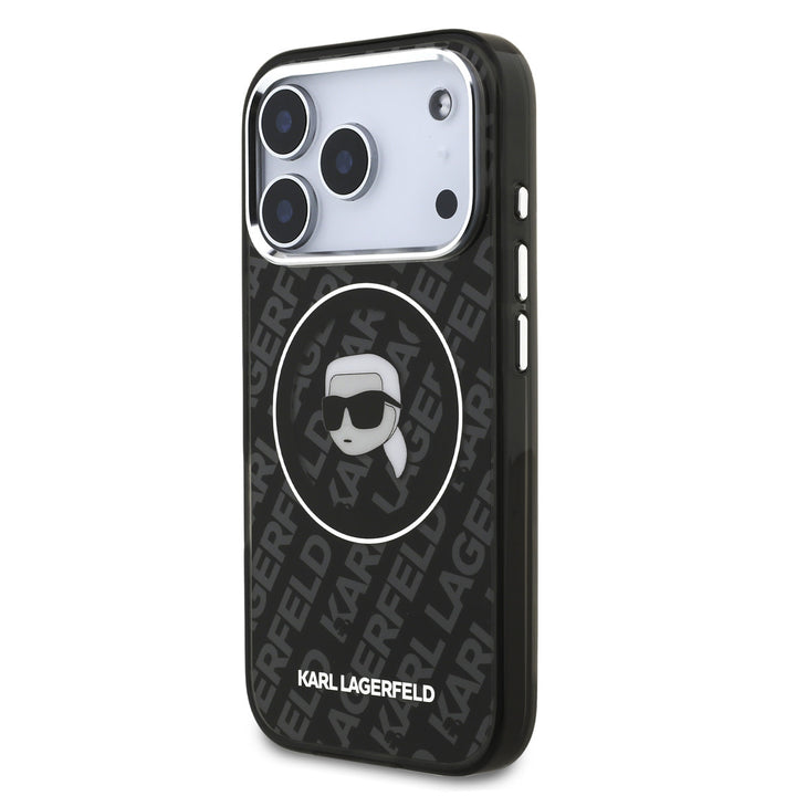 Karl Lagerfeld iPhone 17 Pro Backcover hoesje - MagSafe - IML Karl Head Logo - Zwart-Hoesjes-Ilumina Benelux
