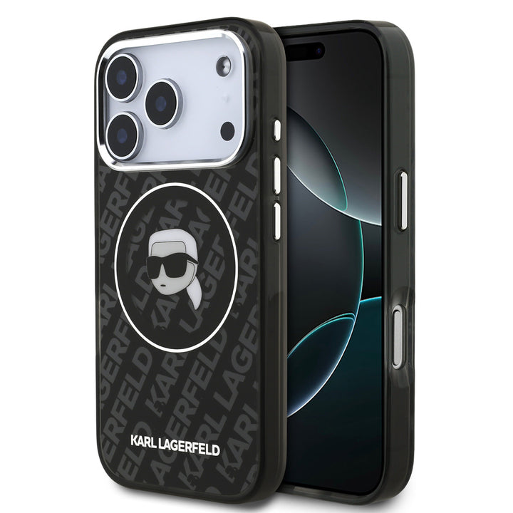 Karl Lagerfeld iPhone 17 Pro Backcover hoesje - MagSafe - IML Karl Head Logo - Zwart-Hoesjes-Ilumina Benelux
