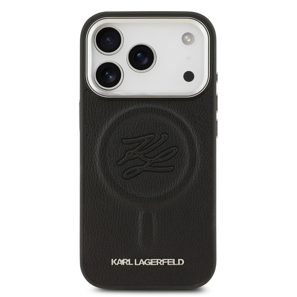 Karl Lagerfeld iPhone 17 Pro Backcover hoesje - MagSafe - Initials - Zwart-Hoesjes-Ilumina Benelux