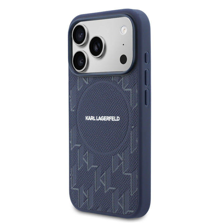 Karl Lagerfeld iPhone 17 Pro Backcover hoesje - MagSafe - KL Monogram - Navy-Hoesjes-Ilumina Benelux
