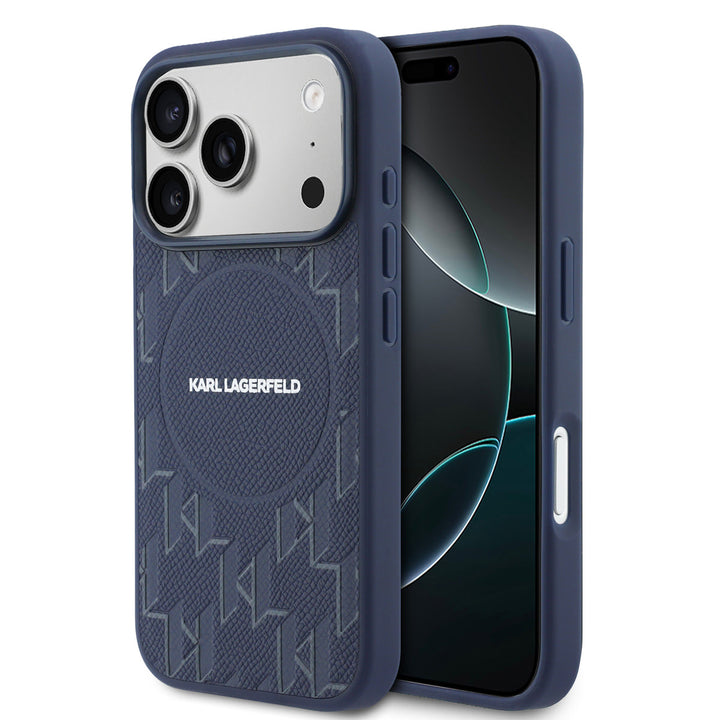 Karl Lagerfeld iPhone 17 Pro Backcover hoesje - MagSafe - KL Monogram - Navy-Hoesjes-Ilumina Benelux