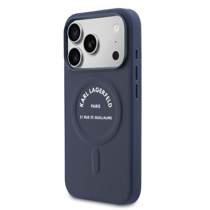 Karl Lagerfeld iPhone 17 Pro Backcover hoesje - MagSafe - Karl RSG Logo - Navy-Hoesjes-Ilumina Benelux