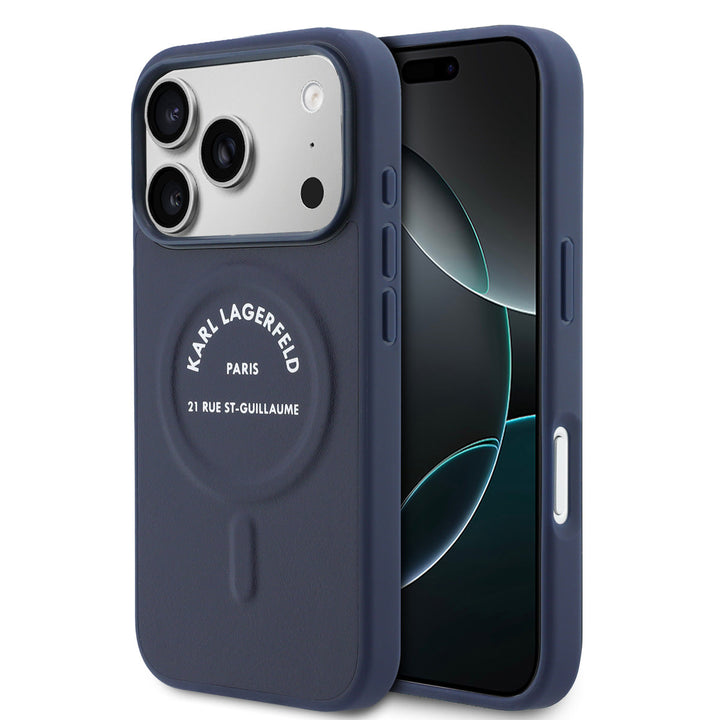 Karl Lagerfeld iPhone 17 Pro Backcover hoesje - MagSafe - Karl RSG Logo - Navy-Hoesjes-Ilumina Benelux