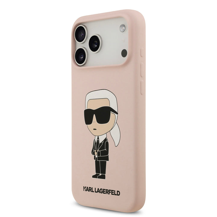 Karl Lagerfeld iPhone 17 Pro Max Backcover hoesje - Liquid Silicone - Ikonik NFT Logo - Roze-Hoesjes-Ilumina Benelux
