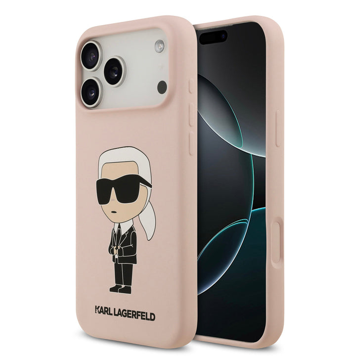 Karl Lagerfeld iPhone 17 Pro Max Backcover hoesje - Liquid Silicone - Ikonik NFT Logo - Roze-Hoesjes-Ilumina Benelux
