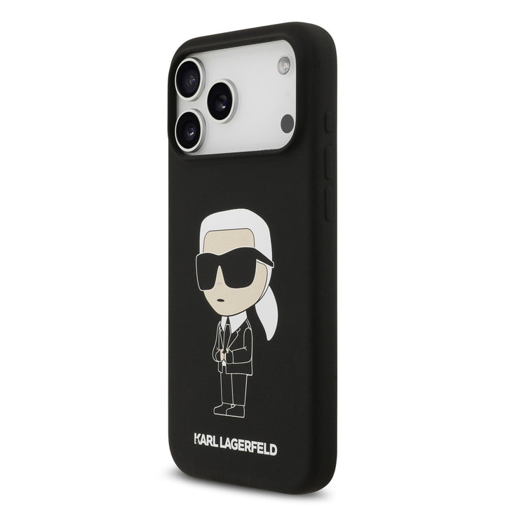 Karl Lagerfeld iPhone 17 Pro Max Backcover hoesje - Liquid Silicone - Ikonik NFT Logo - Zwart-Hoesjes-Ilumina Benelux