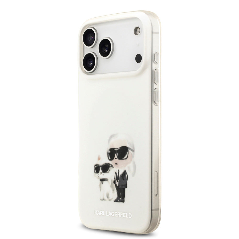 Karl Lagerfeld iPhone 17 Pro Max Backcover hoesje - MagSafe IML - Aquarelle Karl & Choupette - Wit-Hoesjes-Ilumina Benelux