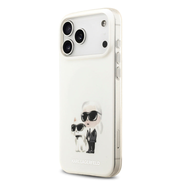 Karl Lagerfeld iPhone 17 Pro Max Backcover hoesje - MagSafe IML - Aquarelle Karl & Choupette - Wit-Hoesjes-Ilumina Benelux