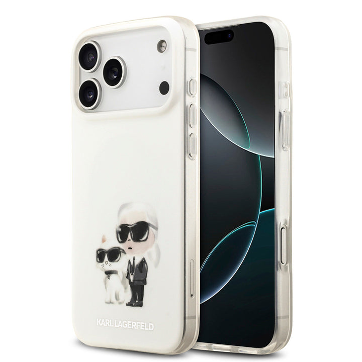 Karl Lagerfeld iPhone 17 Pro Max Backcover hoesje - MagSafe IML - Aquarelle Karl & Choupette - Wit-Hoesjes-Ilumina Benelux