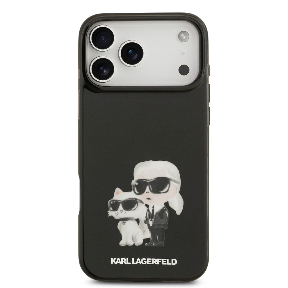 Karl Lagerfeld iPhone 17 Pro Max Backcover hoesje - MagSafe IML - Aquarelle Karl & Choupette - Zwart-Hoesjes-Ilumina Benelux