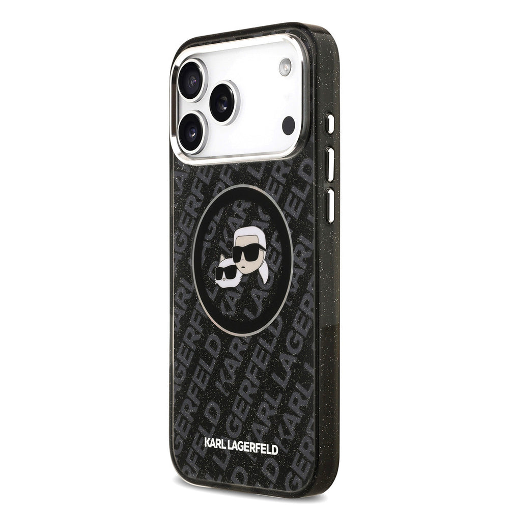 Karl Lagerfeld iPhone 17 Pro Max Backcover hoesje - MagSafe - IML Glitter K&C Heads Logo - Zwart-Hoesjes-Ilumina Benelux