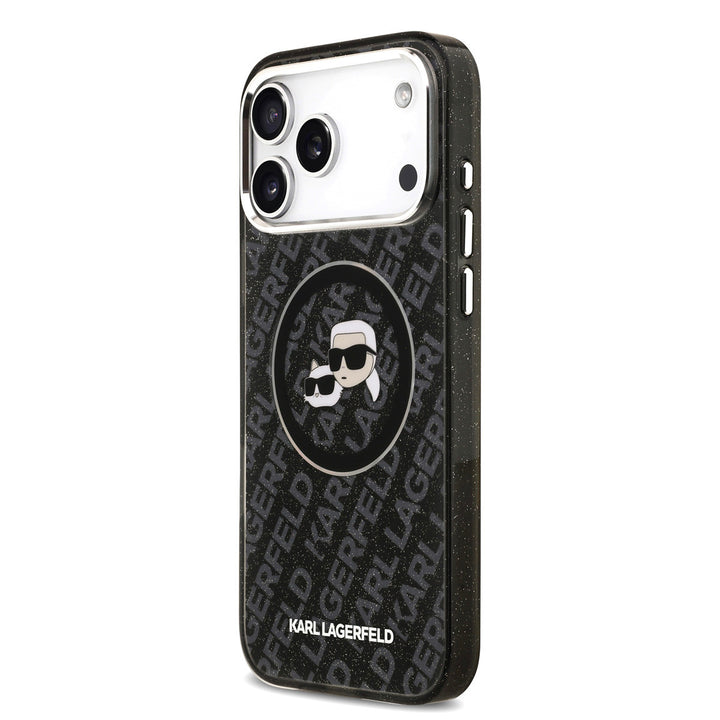 Karl Lagerfeld iPhone 17 Pro Max Backcover hoesje - MagSafe - IML Glitter K&C Heads Logo - Zwart-Hoesjes-Ilumina Benelux