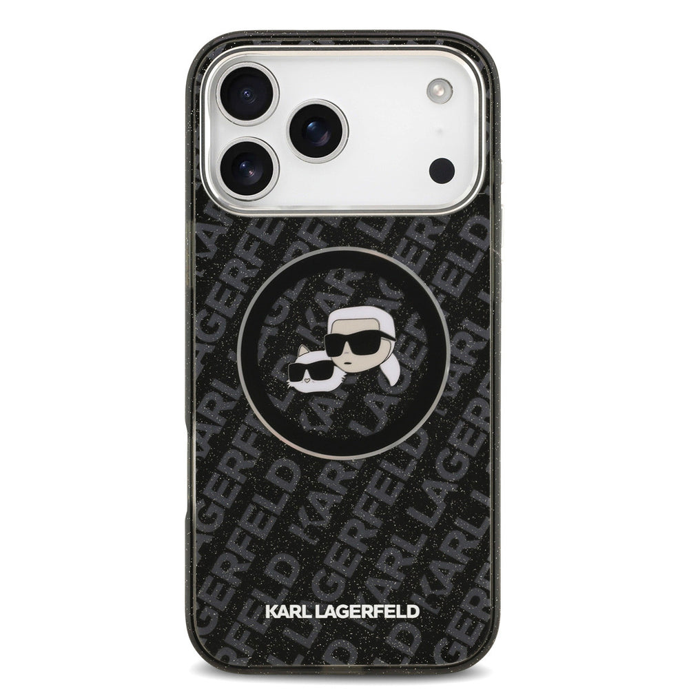 Karl Lagerfeld iPhone 17 Pro Max Backcover hoesje - MagSafe - IML Glitter K&C Heads Logo - Zwart-Hoesjes-Ilumina Benelux