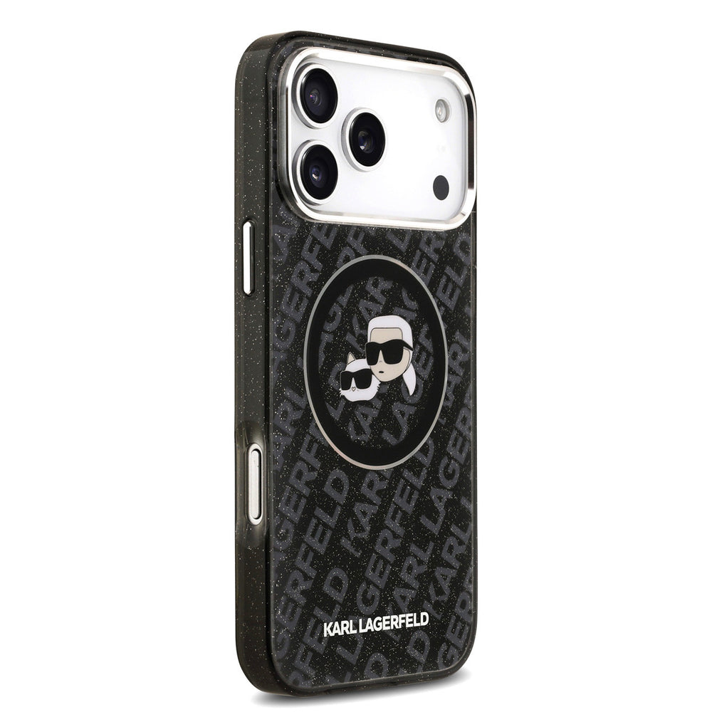 Karl Lagerfeld iPhone 17 Pro Max Backcover hoesje - MagSafe - IML Glitter K&C Heads Logo - Zwart-Hoesjes-Ilumina Benelux
