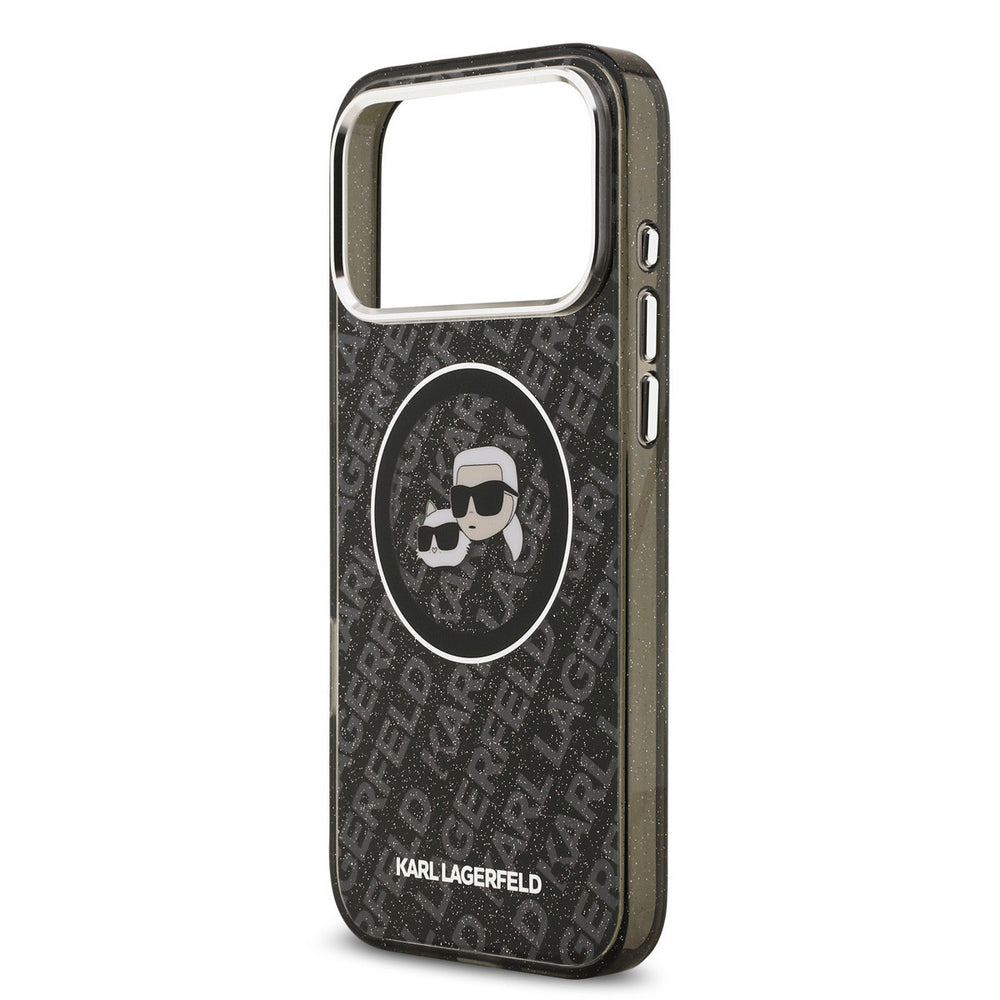 Karl Lagerfeld iPhone 17 Pro Max Backcover hoesje - MagSafe - IML Glitter K&C Heads Logo - Zwart-Hoesjes-Ilumina Benelux