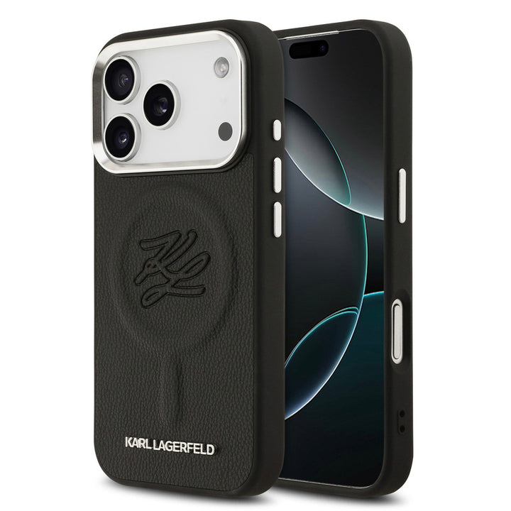 Karl Lagerfeld iPhone 17 Pro Max Backcover hoesje - MagSafe - Initials - Zwart-Hoesjes-Ilumina Benelux