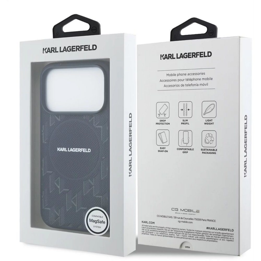 Karl Lagerfeld iPhone 17 Pro Max Backcover hoesje - MagSafe - KL Monogram - Navy-Hoesjes-Ilumina Benelux