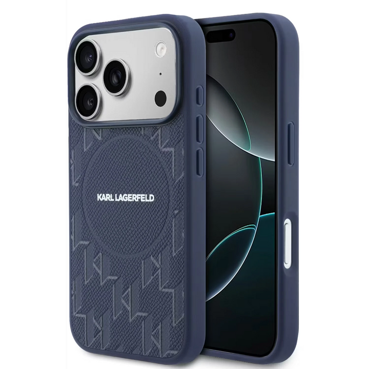 Karl Lagerfeld iPhone 17 Pro Max Backcover hoesje - MagSafe - KL Monogram - Navy-Hoesjes-Ilumina Benelux