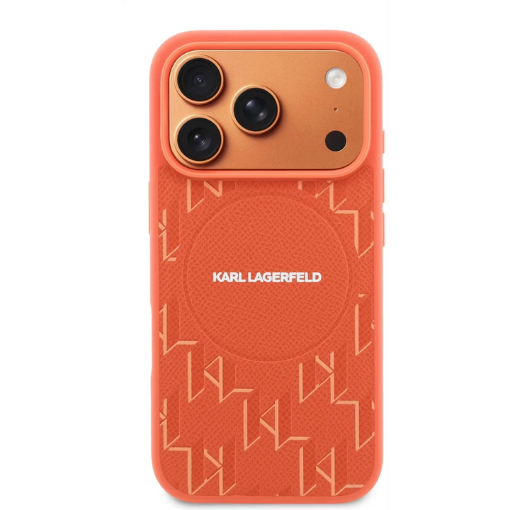 Karl Lagerfeld iPhone 17 Pro Max Backcover hoesje - MagSafe - KL Monogram - Oranje-Hoesjes-Ilumina Benelux