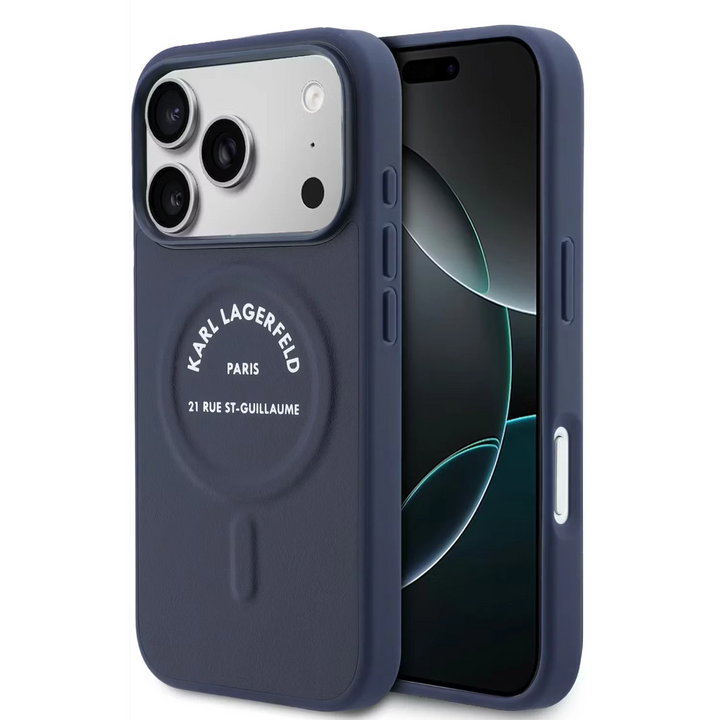 Karl Lagerfeld iPhone 17 Pro Max Backcover hoesje - MagSafe - Karl RSG Logo - Navy-Hoesjes-Ilumina Benelux