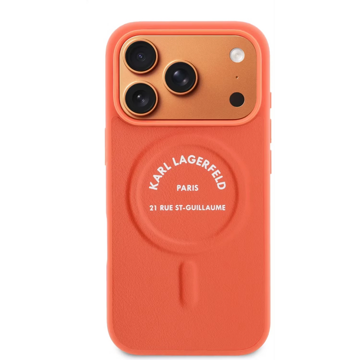 Karl Lagerfeld iPhone 17 Pro Max Backcover hoesje - MagSafe - Karl RSG Logo - Oranje-Hoesjes-Ilumina Benelux