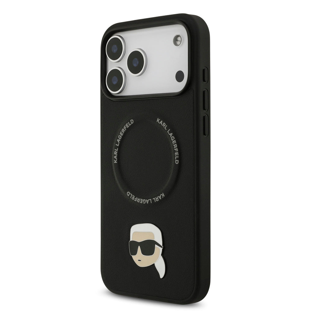 Karl Lagerfeld iPhone 17 Pro Max Backcover hoesje - Magsafe - Karl Head Pin - Zwart-Hoesjes-Ilumina Benelux