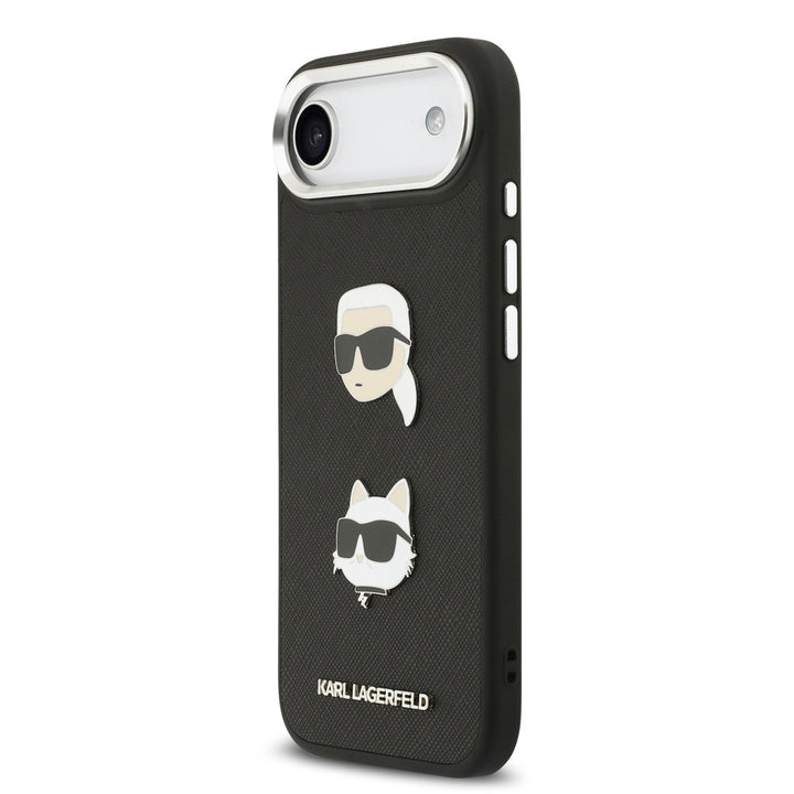 Karl Lagerfeld iPhone Air Backcover hoesje - FW Grained - K&C Heads Pins - Zwart-Hoesjes-Ilumina Benelux