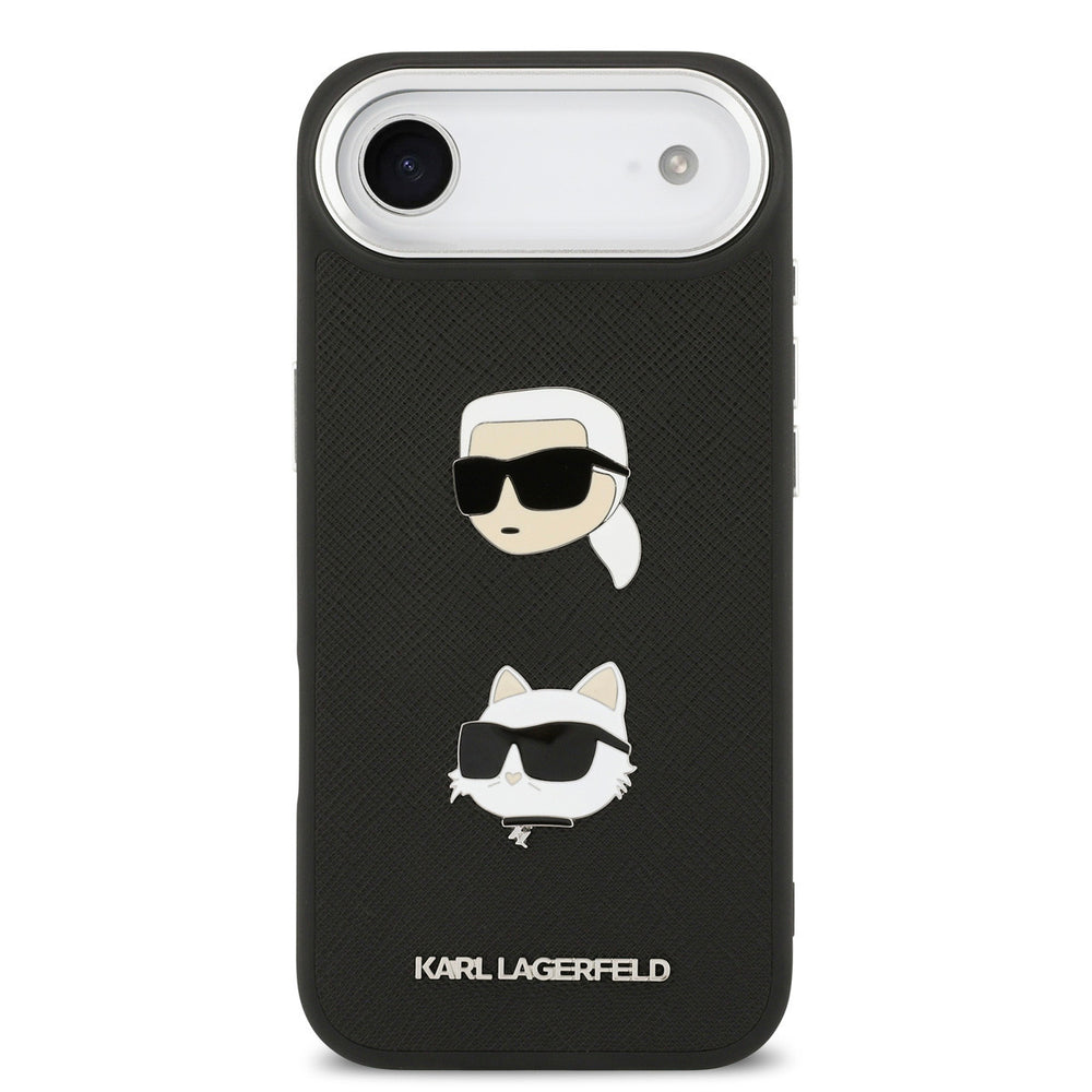 Karl Lagerfeld iPhone Air Backcover hoesje - FW Grained - K&C Heads Pins - Zwart-Hoesjes-Ilumina Benelux