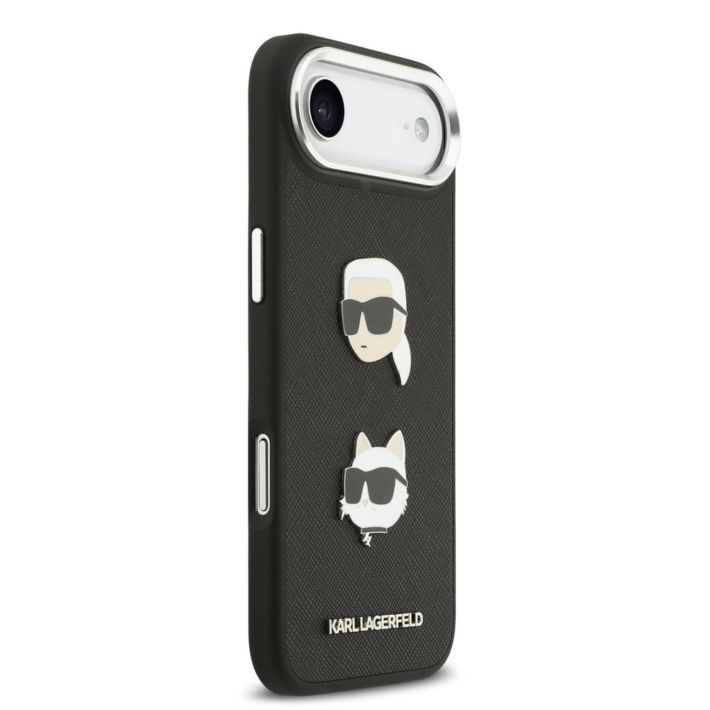 Karl Lagerfeld iPhone Air Backcover hoesje - FW Grained - K&C Heads Pins - Zwart-Hoesjes-Ilumina Benelux