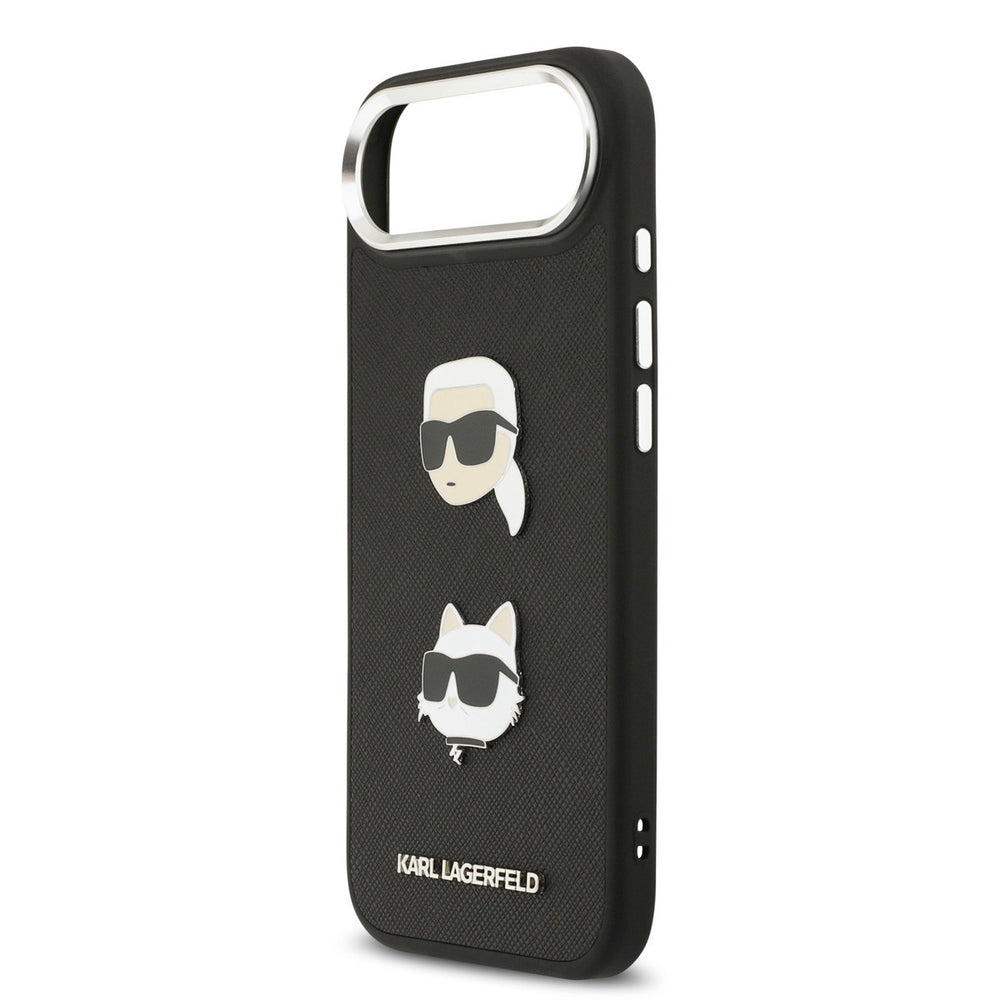 Karl Lagerfeld iPhone Air Backcover hoesje - FW Grained - K&C Heads Pins - Zwart-Hoesjes-Ilumina Benelux