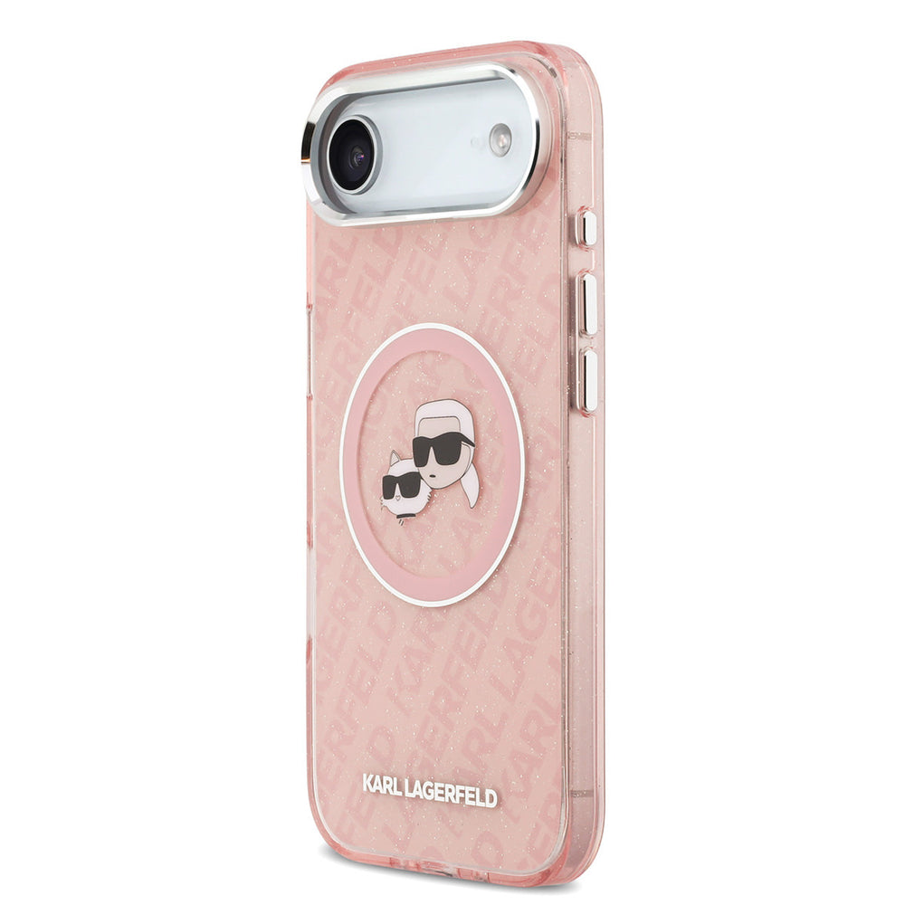 Karl Lagerfeld iPhone Air Backcover hoesje - MagSafe - IML Glitter K&C Heads Logo - Roze-Hoesjes-Ilumina Benelux