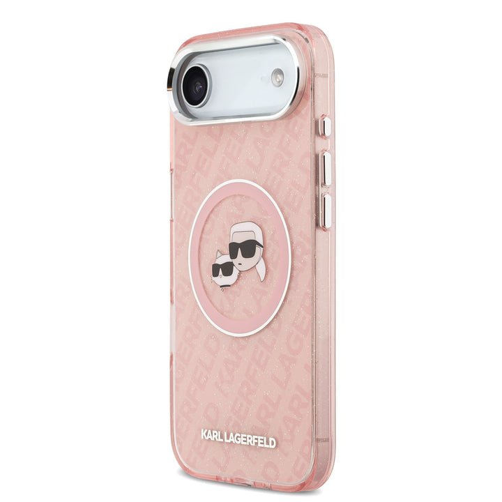 Karl Lagerfeld iPhone Air Backcover hoesje - MagSafe - IML Glitter K&C Heads Logo - Roze-Hoesjes-Ilumina Benelux