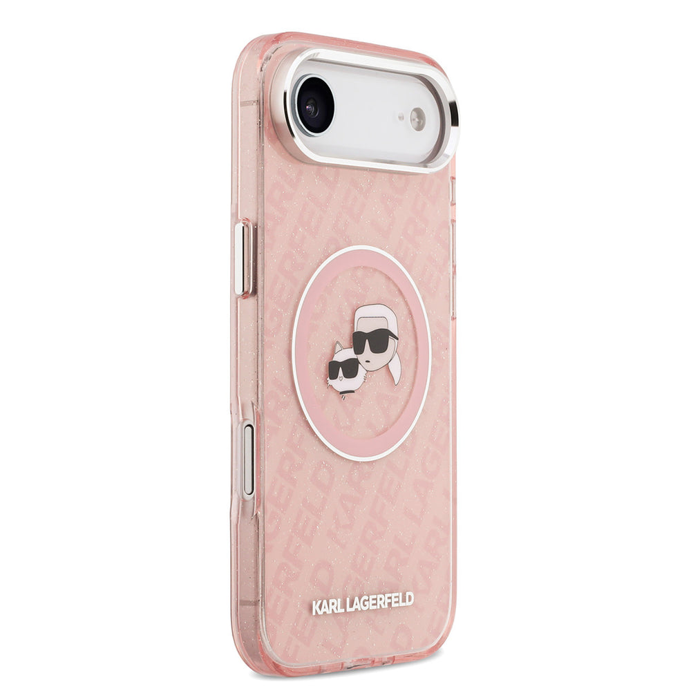 Karl Lagerfeld iPhone Air Backcover hoesje - MagSafe - IML Glitter K&C Heads Logo - Roze-Hoesjes-Ilumina Benelux