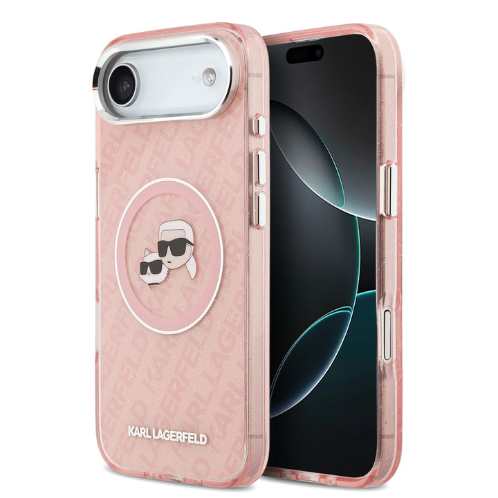 Karl Lagerfeld iPhone Air Backcover hoesje - MagSafe - IML Glitter K&C Heads Logo - Roze-Hoesjes-Ilumina Benelux