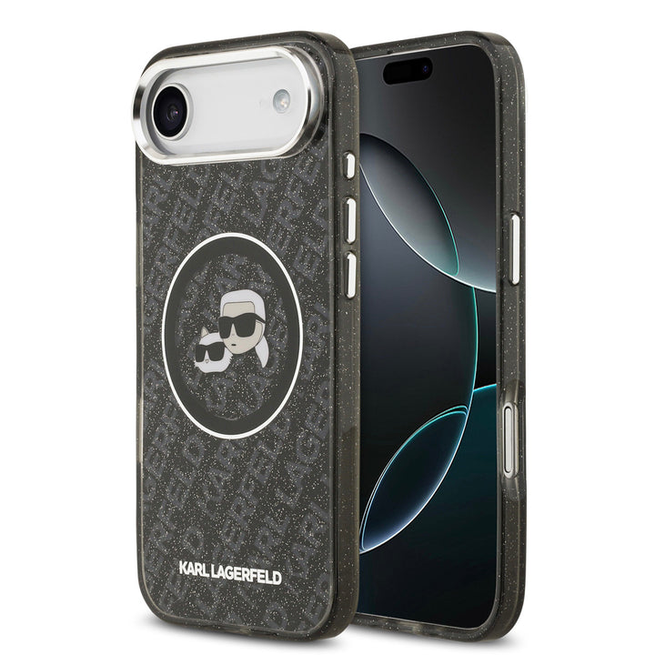 Karl Lagerfeld iPhone Air Backcover hoesje - MagSafe - IML Glitter K&C Heads Logo - Zwart-Hoesjes-Ilumina Benelux