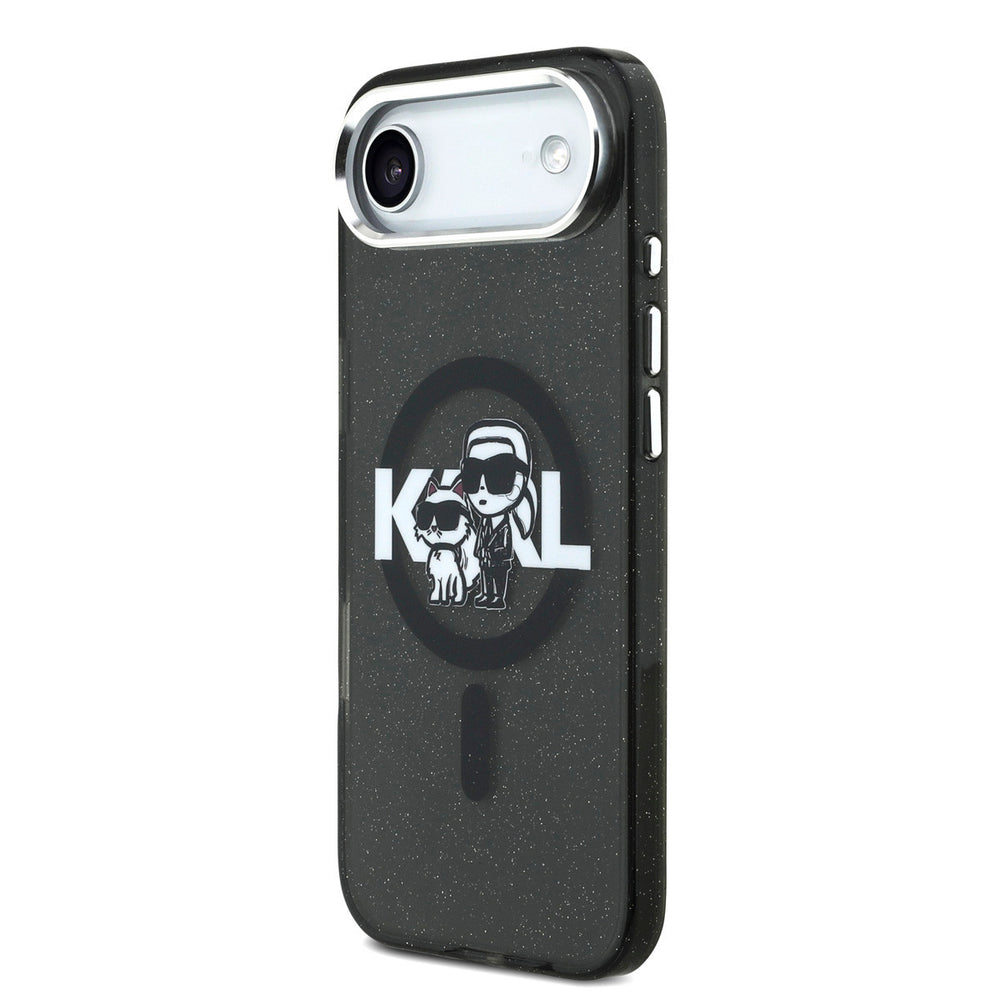 Karl Lagerfeld iPhone Air Backcover hoesje - Magsafe - Glitter K&C Sketch Logo - Zwart-Hoesjes-Ilumina Benelux