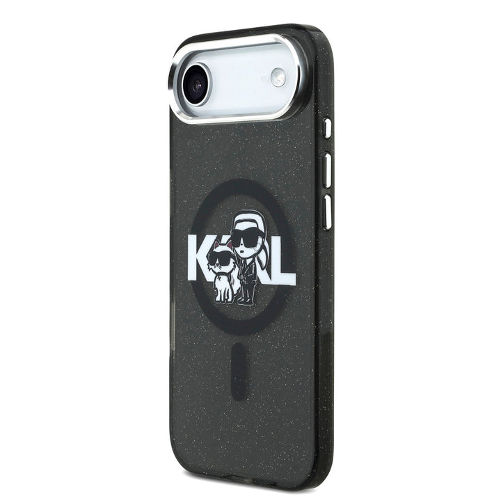 Karl Lagerfeld iPhone Air Backcover hoesje - Magsafe - Glitter K&C Sketch Logo - Zwart-Hoesjes-Ilumina Benelux