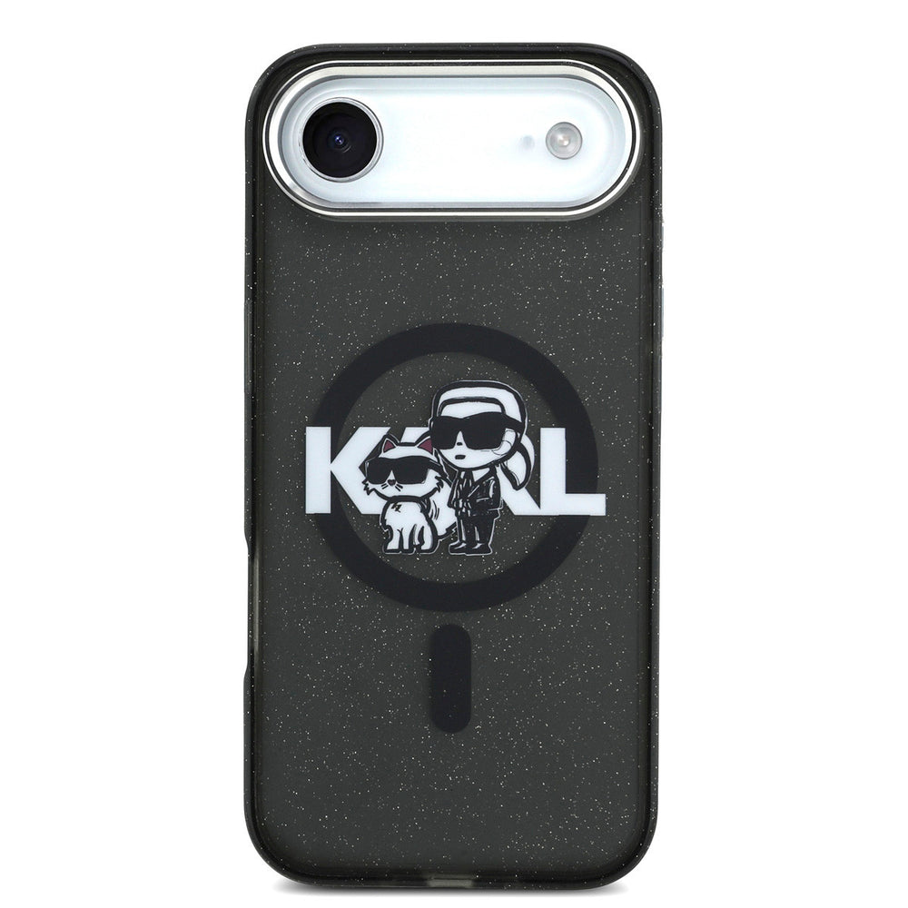 Karl Lagerfeld iPhone Air Backcover hoesje - Magsafe - Glitter K&C Sketch Logo - Zwart-Hoesjes-Ilumina Benelux